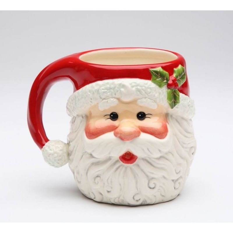 Festive Red and White Ceramic Santa Claus Mug