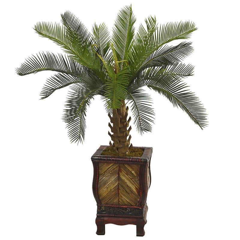 Elegant Silk Topiary Cycas in Decorative Planter, 40" Tall