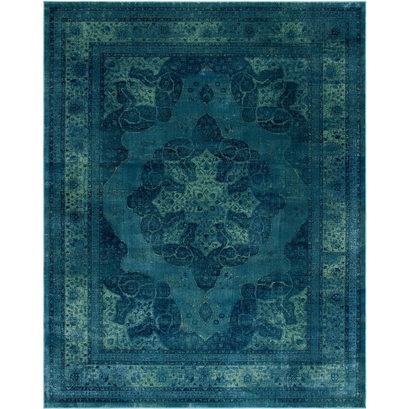 Hand-Knotted Blue Viscose Square Area Rug