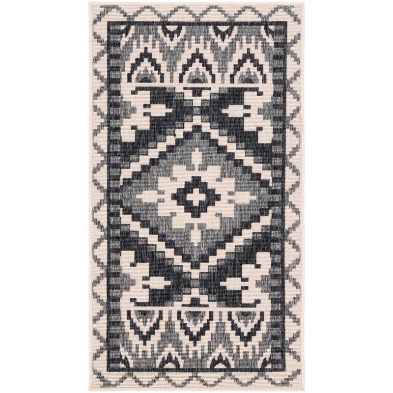 Gray and Beige Geometric Indoor/Outdoor Area Rug, 2' x 3'7"