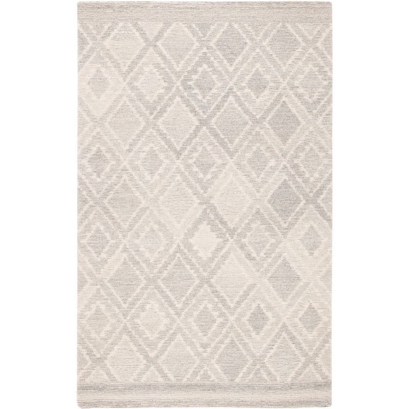 Gray Diamond Tufted Handmade Wool Shag Rug 3' x 5'