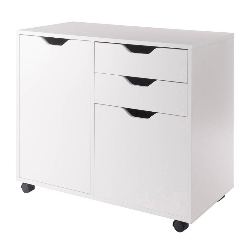 White Mobile 2-Drawer Filing Cabinet with Adjustable Shelf