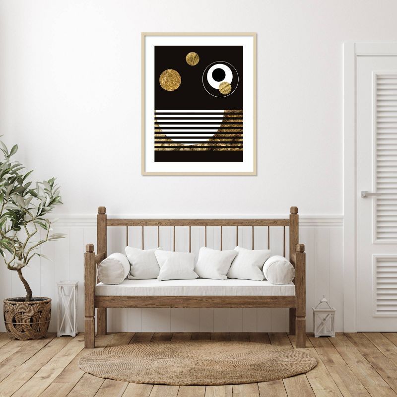 Spacey II Black and Gold Abstract Framed Wall Art