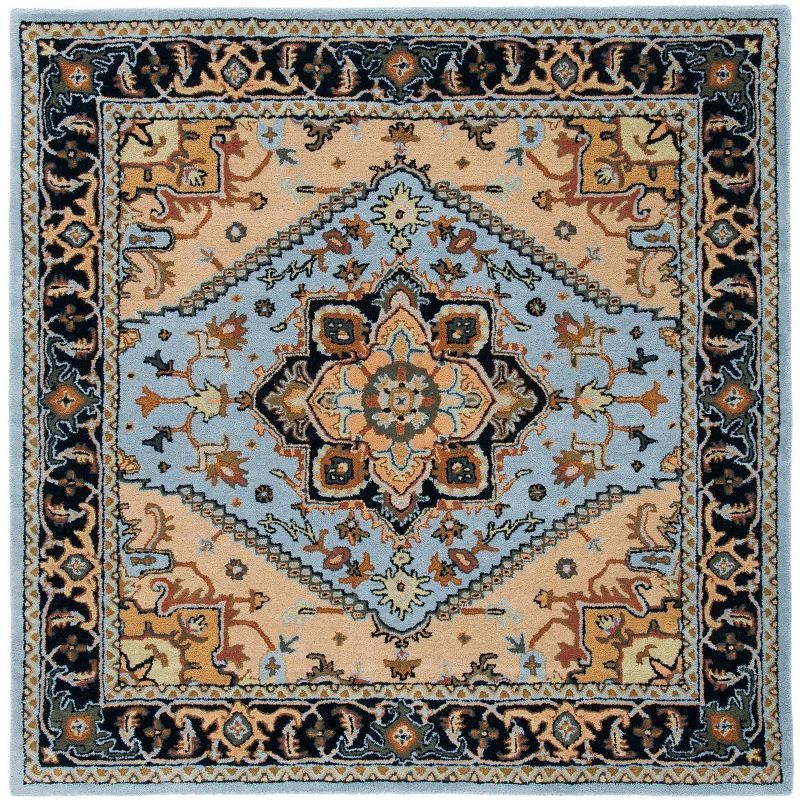 Heritage Blue and Light Brown Hand-Tufted Wool Rug