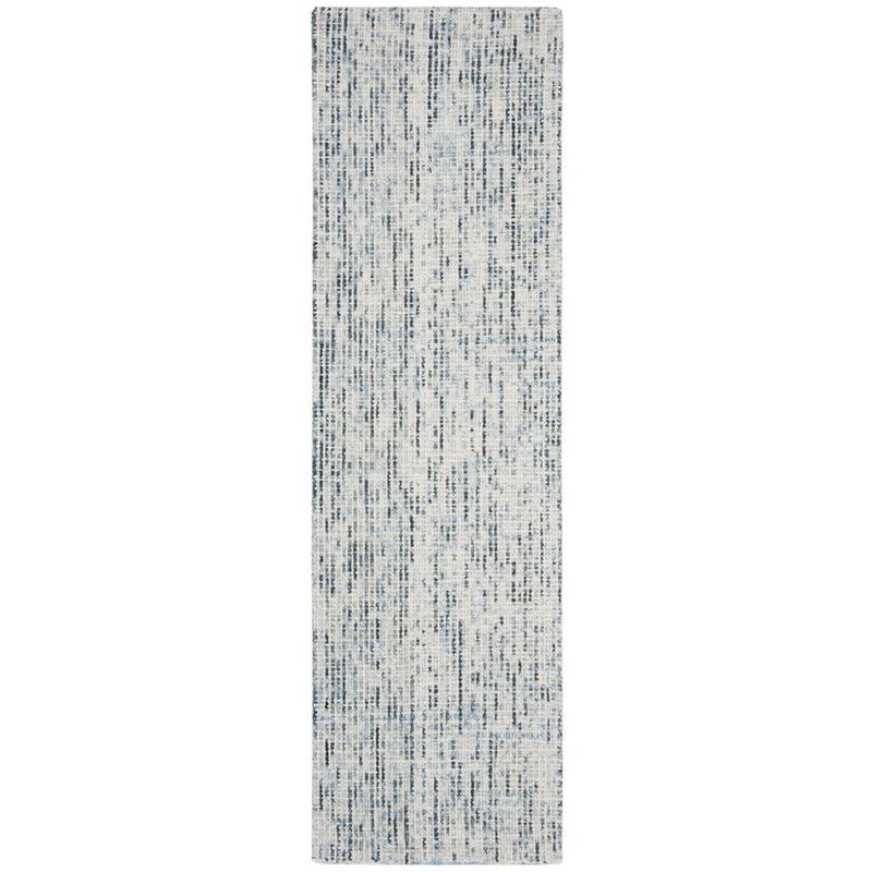 Blue and Charcoal Handmade Wool Abstract Area Rug 2' x 3'