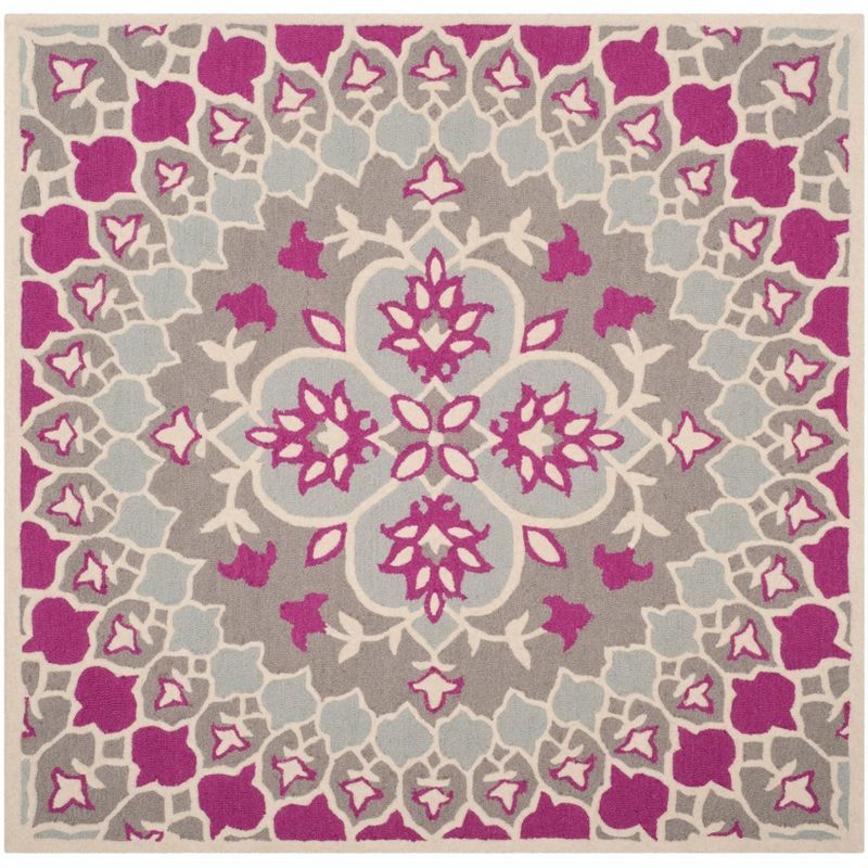 Ivory Elegance 5' Square Tufted Wool-Viscose Blend Area Rug