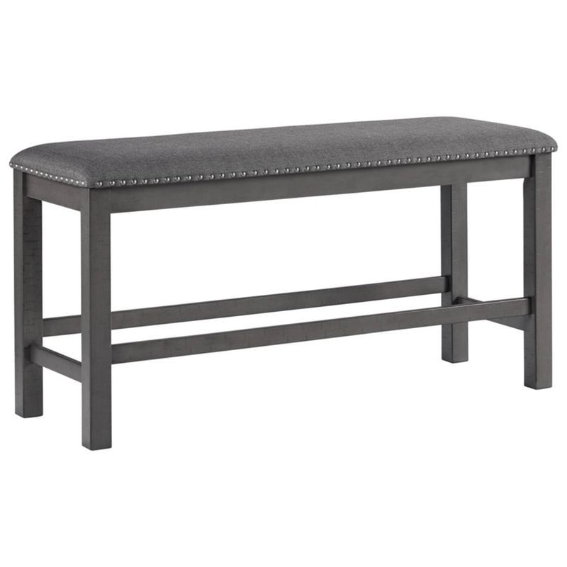 Transitional Gray Cushioned 48'' Dining Bench with Nailhead Trim