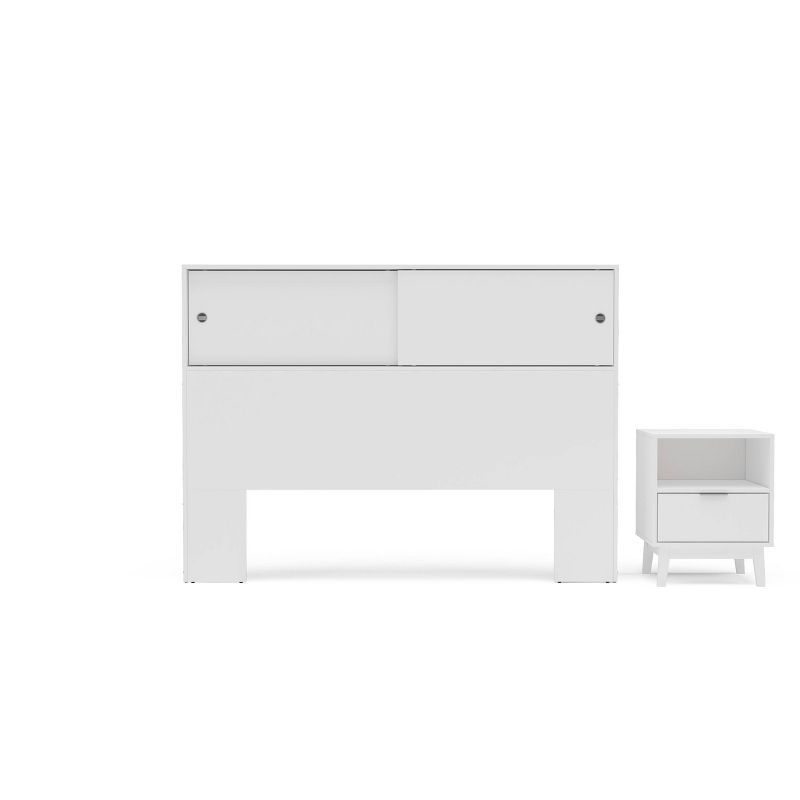 Victoria Full Size White Engineered Wood Bedroom Set with Storage Headboard