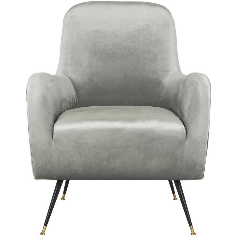 Elegant Transitional Beige Velvet Accent Chair with Gold Cap Legs