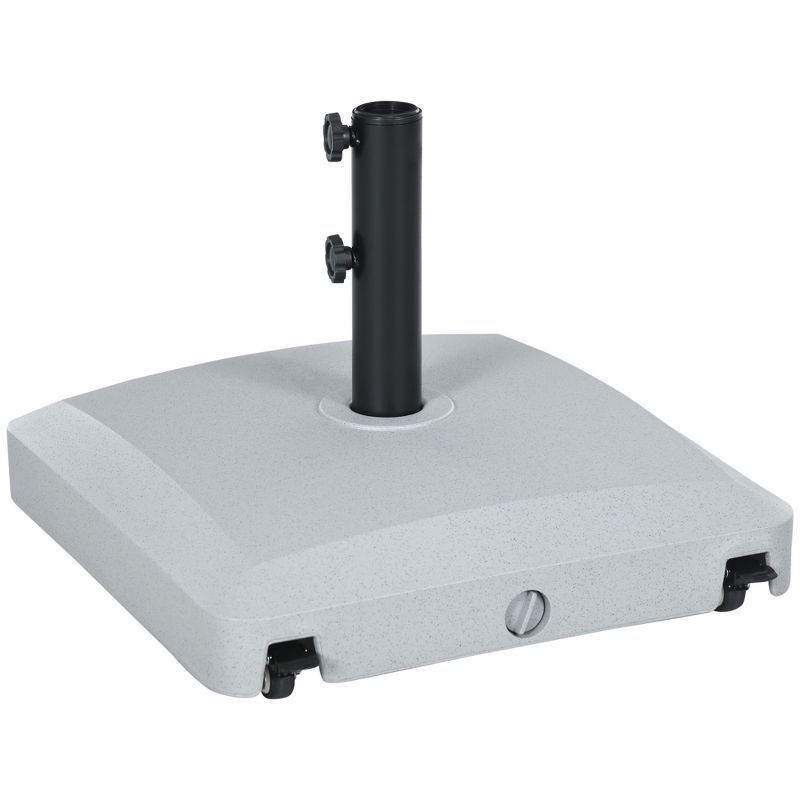 Light Gray Metal Wheeled Patio Umbrella Base Stand