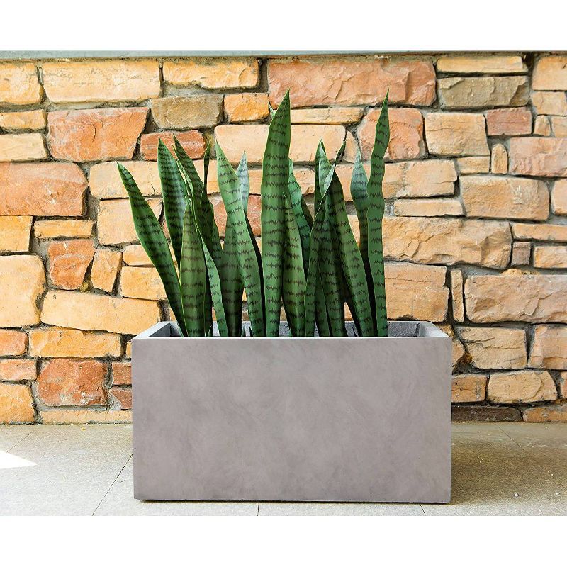 Kante 27" Weathered Gray Concrete Rectangular Planter