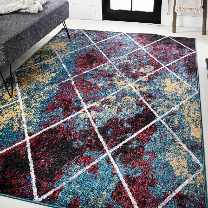 Cole 4x6 Multi/White Synthetic Trellis Area Rug