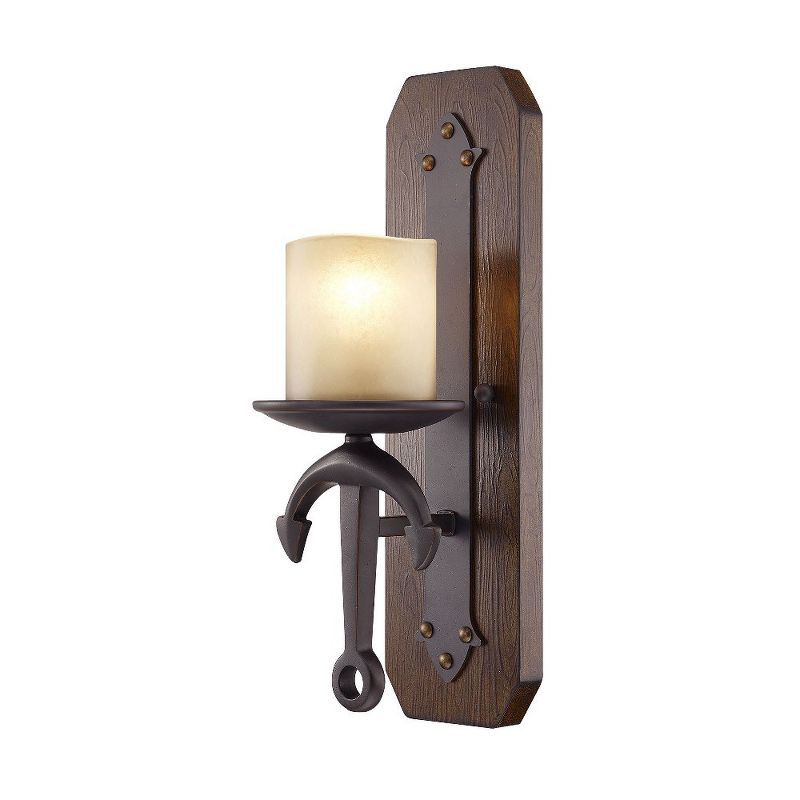 Olde Bronze Nautical Anchor Wall Sconce with Satin Glass