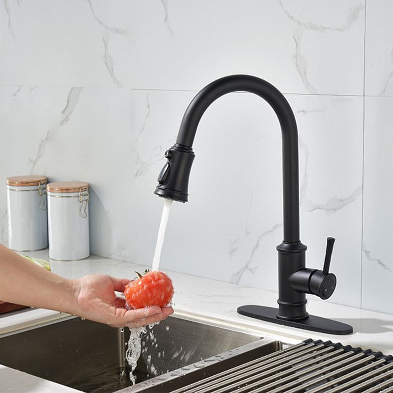 Matte Black Stainless Steel High Arc Pull Out Kitchen Faucet