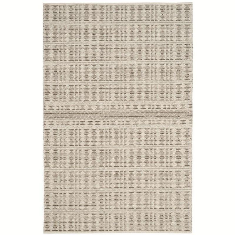 Gray and Ivory Flat Woven Wool 5' x 8' Area Rug