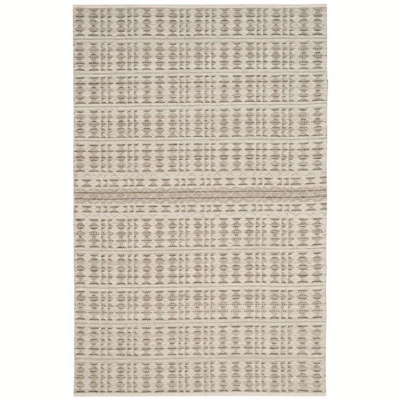 Gray and Ivory Flat Woven Wool 5' x 8' Area Rug