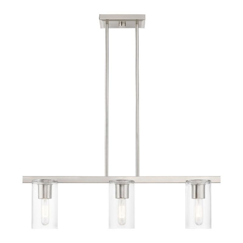 Clarion Brushed Nickel 3-Light Linear Chandelier with Clear Glass