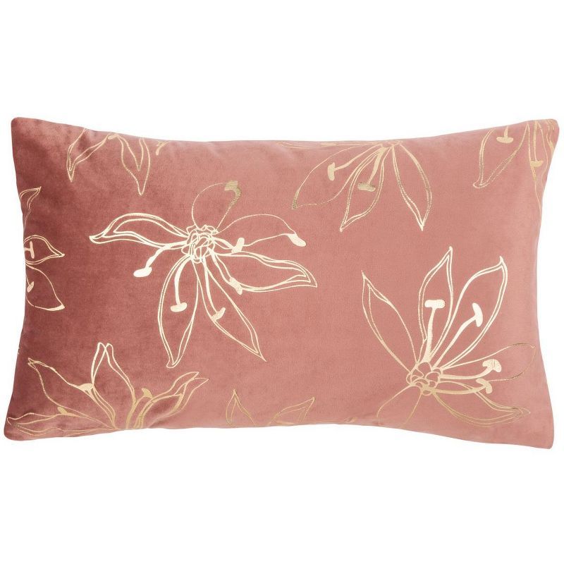 Terracotta Floral Rectangular Decorative Throw Pillow