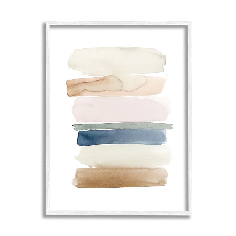 Tranquil Earth Tones Abstract Watercolor Print in White Frame