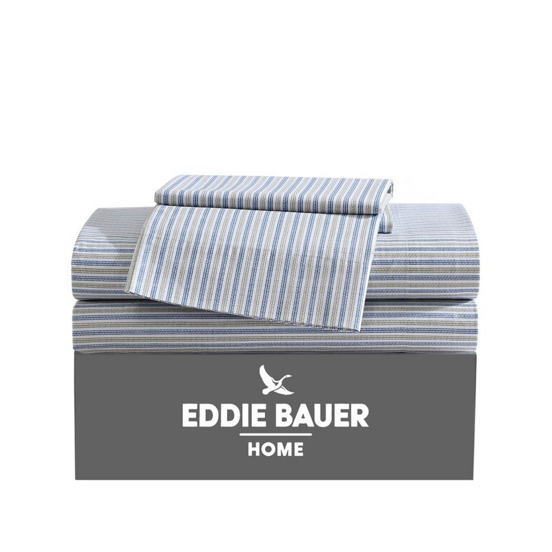 Eddie Bauer Navy Cotton Percale Twin Sheet Set