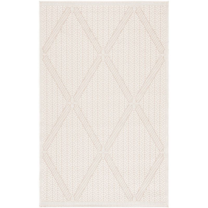 Cream and Beige Geometric Easy-Care Outdoor Rug 3' x 5'