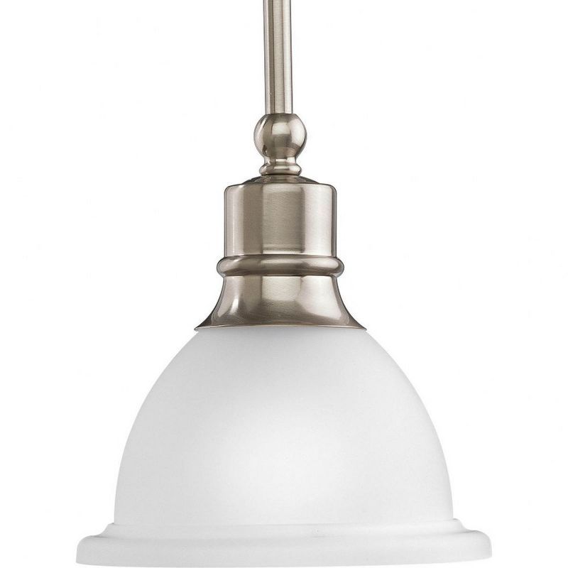 Madison Brushed Nickel Mini Pendant with Etched Glass Shade