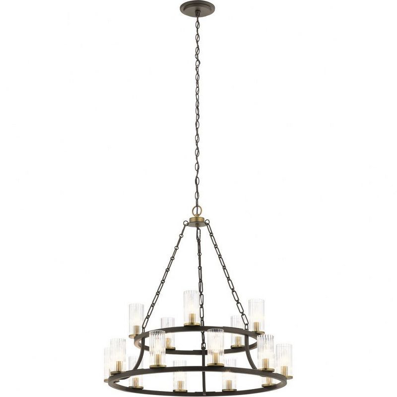 Mathias 31" Bronze 15-Light 2-Tier Candle Chandelier