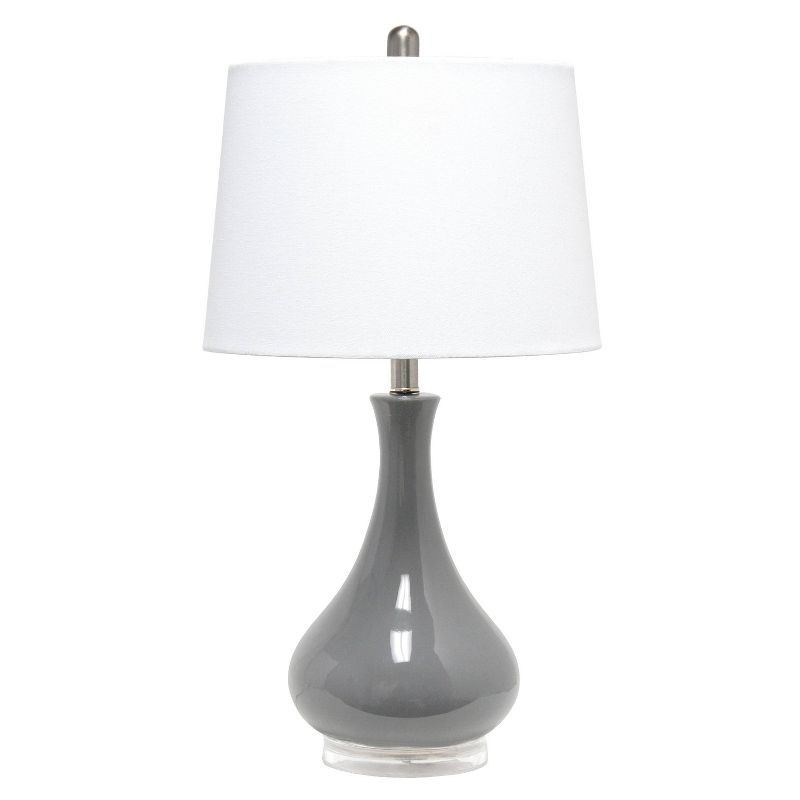 Gray Ceramic Droplet Table Lamp with White Fabric Shade