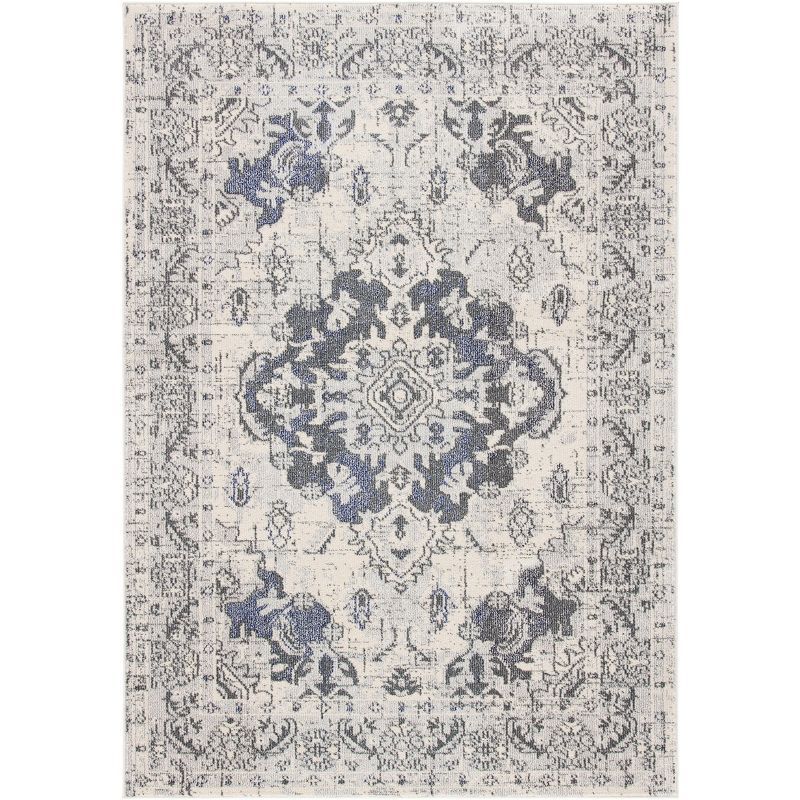 Elysian Gray Medallion 6'7" x 9'2" Synthetic Area Rug