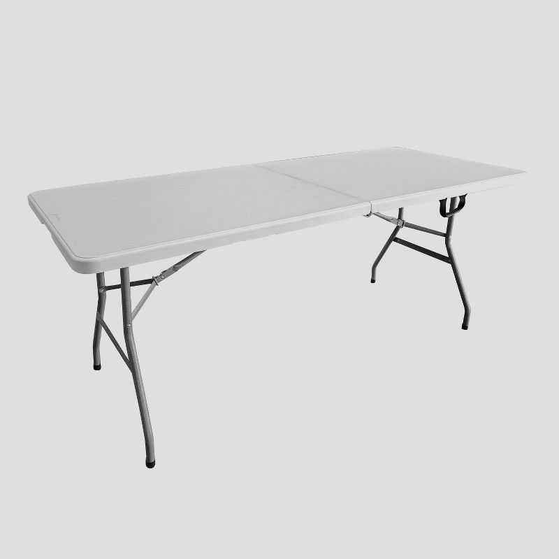 Granite White 6' Folding Table with Powder-Coated Steel Legs