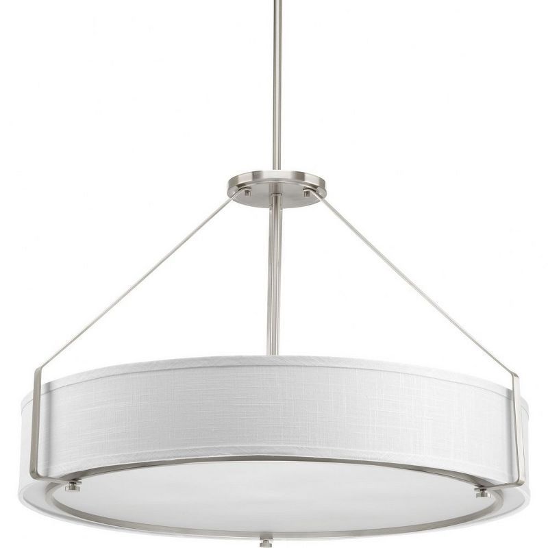 Brushed Nickel 6-Light Drum Pendant with Glass Diffuser