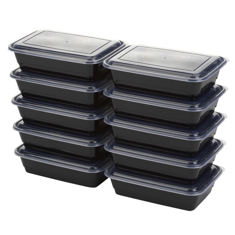 Black BPA-Free Single Compartment Meal Prep Containers Set