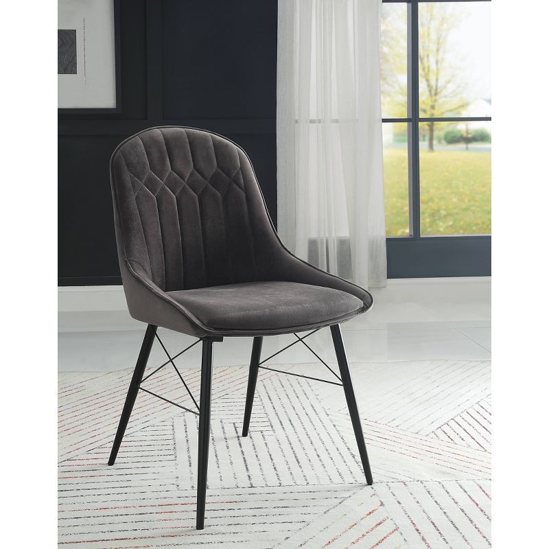 Elegant Gray Upholstered Side Chair with Metal Tapered Legs