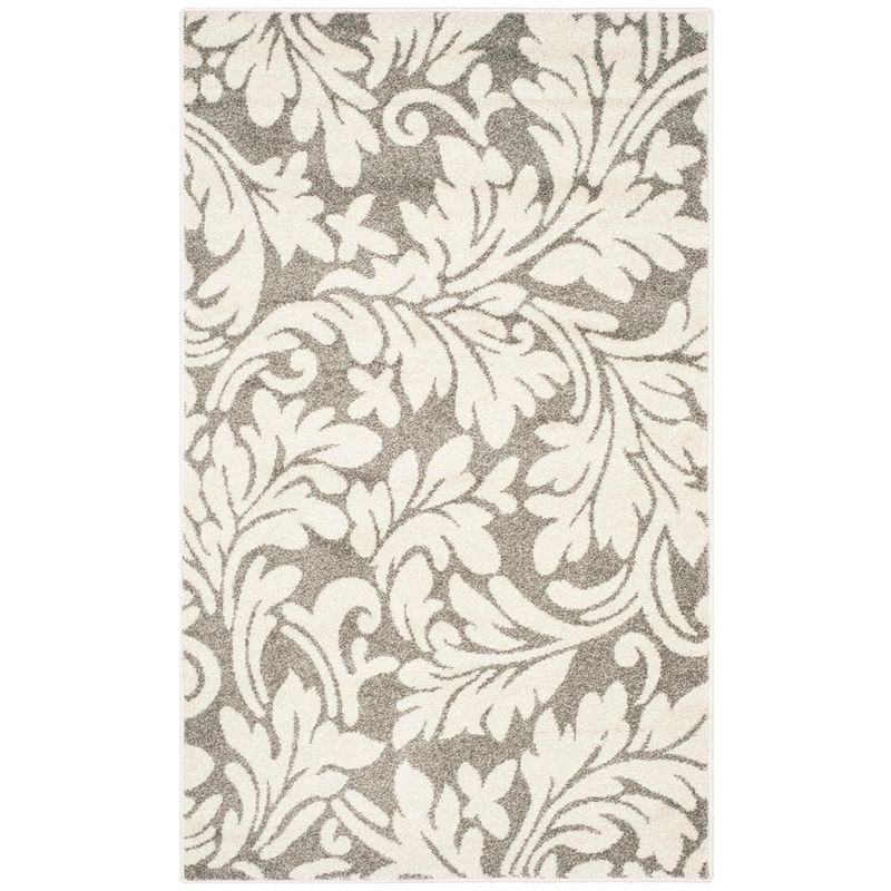 Elysian Dark Grey & Beige Floral Synthetic 3' x 5' Area Rug