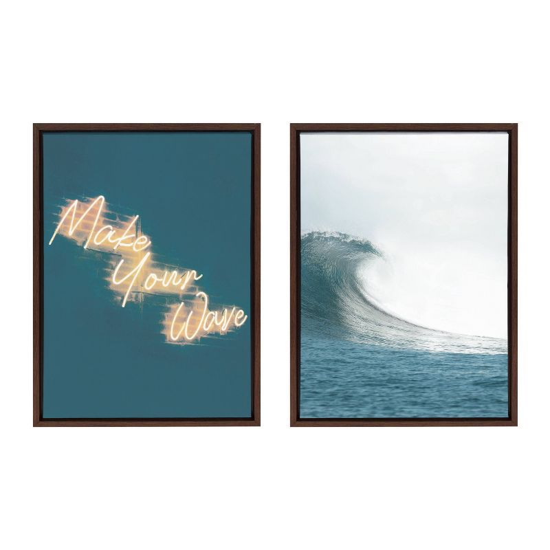 Make Your Wave Neon Sign and Ocean Wave Canvas Set