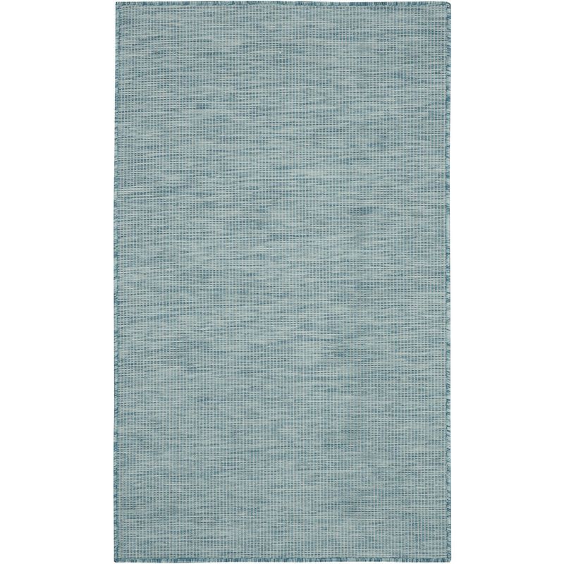 Positano Aqua Solid 3' x 5' Easy-Care Outdoor Area Rug