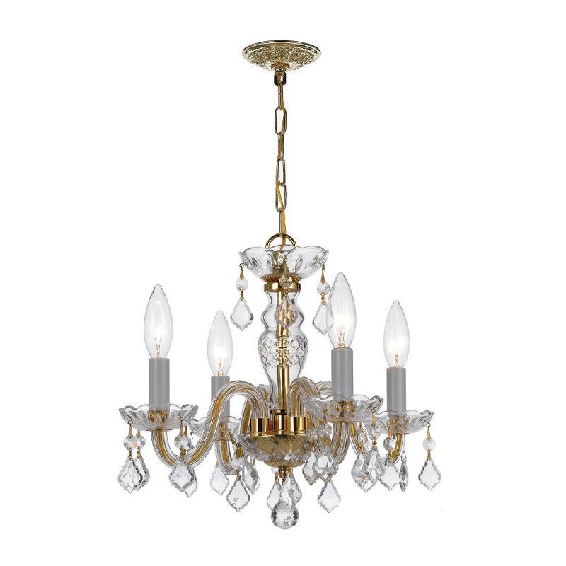 Polished Brass Mini Crystal 4-Light Chandelier