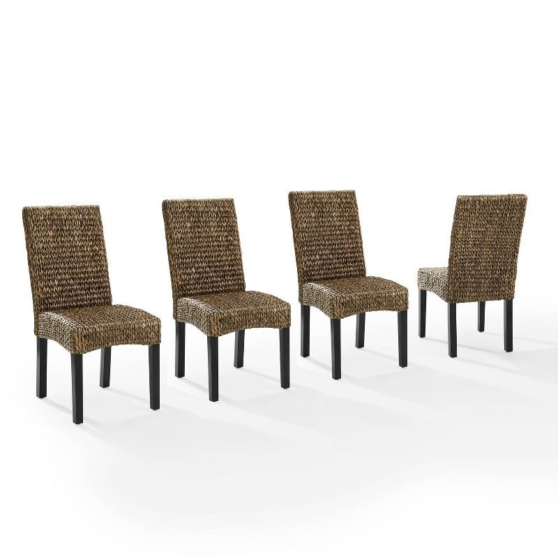 Edgewater High-Back Seagrass & Wood Dining Chair Set, Brown