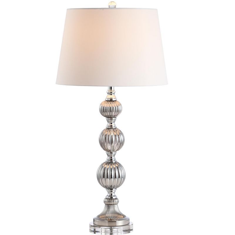 Vivienne 31" Silver Triple Sphere Table Lamp with Silk Shade