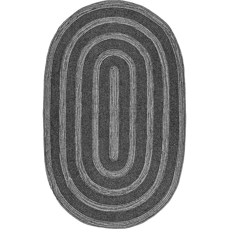 Charcoal Braided Oval 8' x 10' Synthetic Area Rug