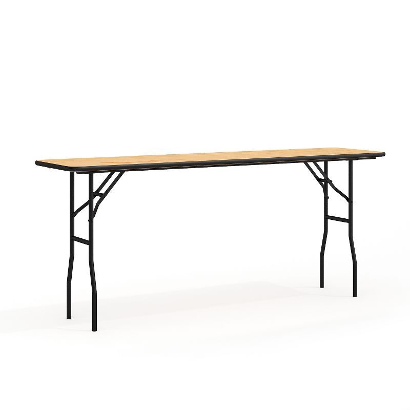 Gael 6-Foot Black and Natural Wood Folding Training Table