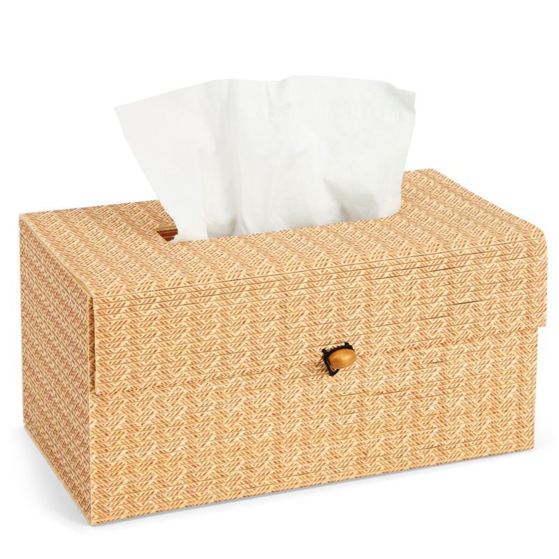 Juvale Bamboo Cane Tissue Box Cover for Home and Bathroom