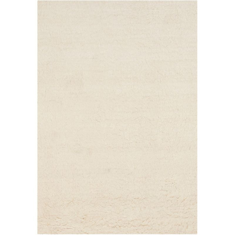 Ivory Hand-Tufted Wool Shag Area Rug 4' x 6'