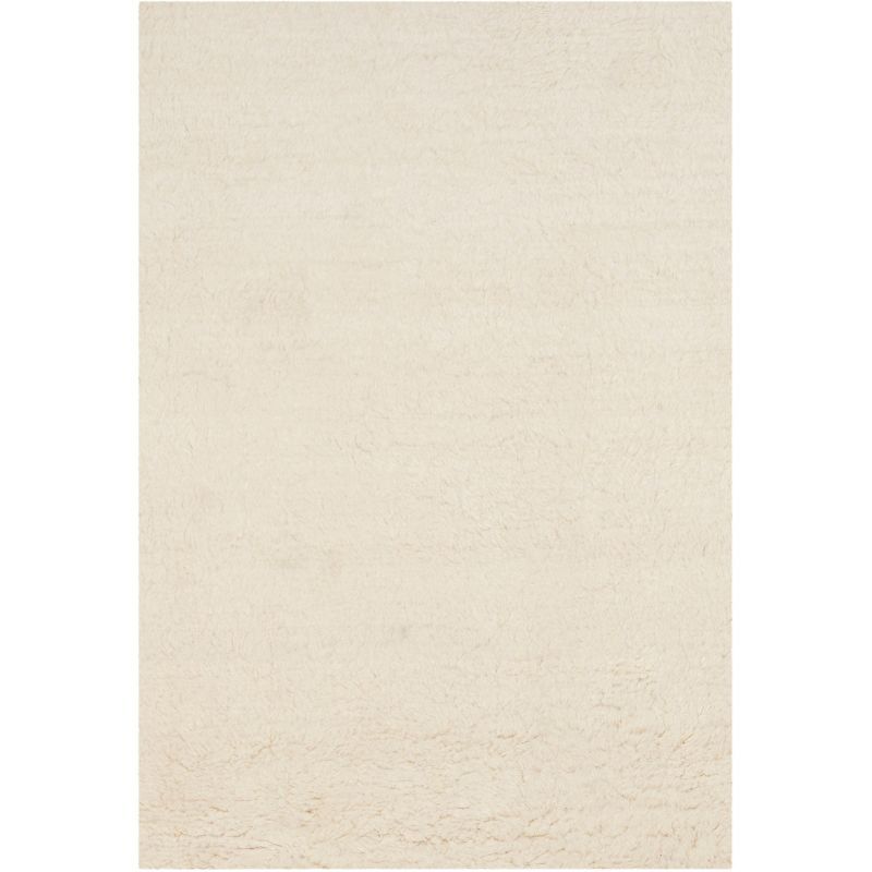 Ivory Hand-Tufted Wool Shag Area Rug 4' x 6'