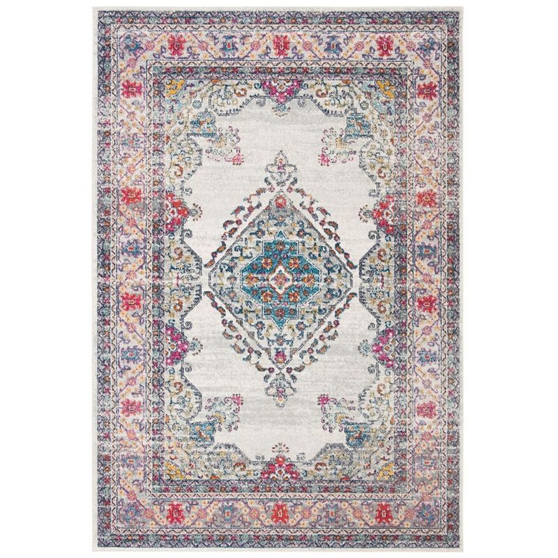 Evoke Cream and Fuchsia Reversible Synthetic Area Rug