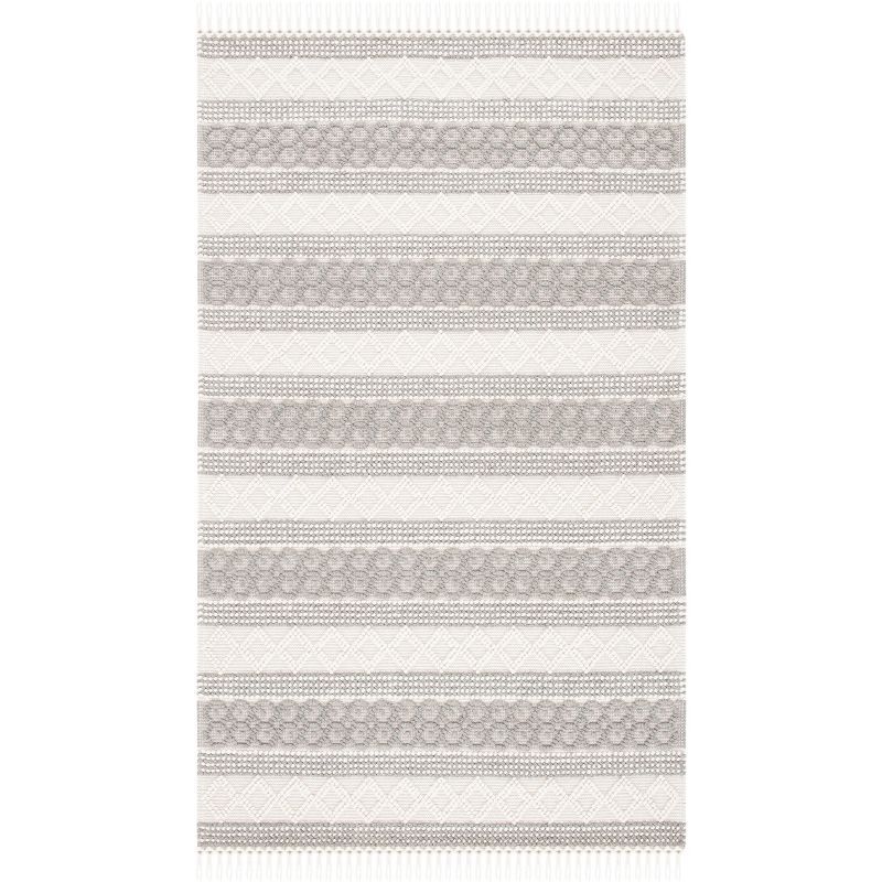 Ivory and Grey Hand-Tufted Wool Area Rug, 3' x 5'