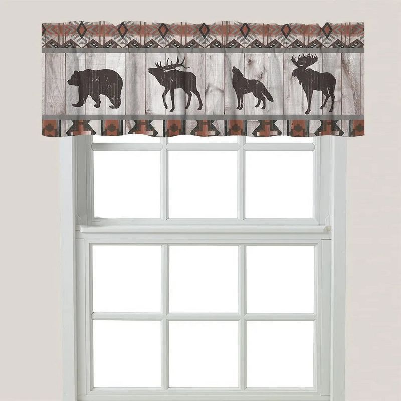 Southwest Lodge Gray and Brown Rod Pocket Valance