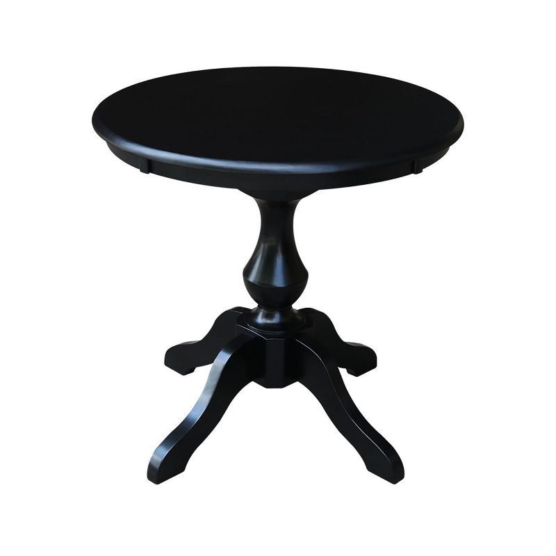 Elegant 30" Round Black Solid Wood Pedestal Dining Table