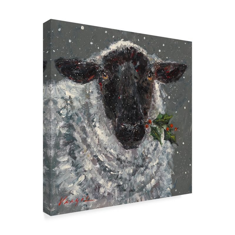 Wren The Christmas Sheep Framed Canvas Art, 14x14 Inch