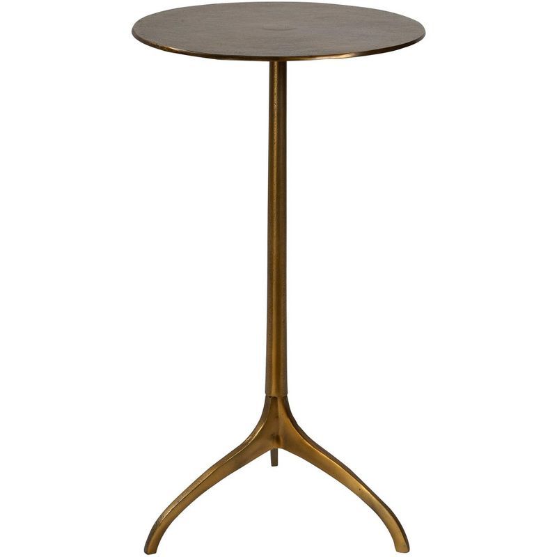 Tiny Round Gold Aluminum Accent Table with Spider Base